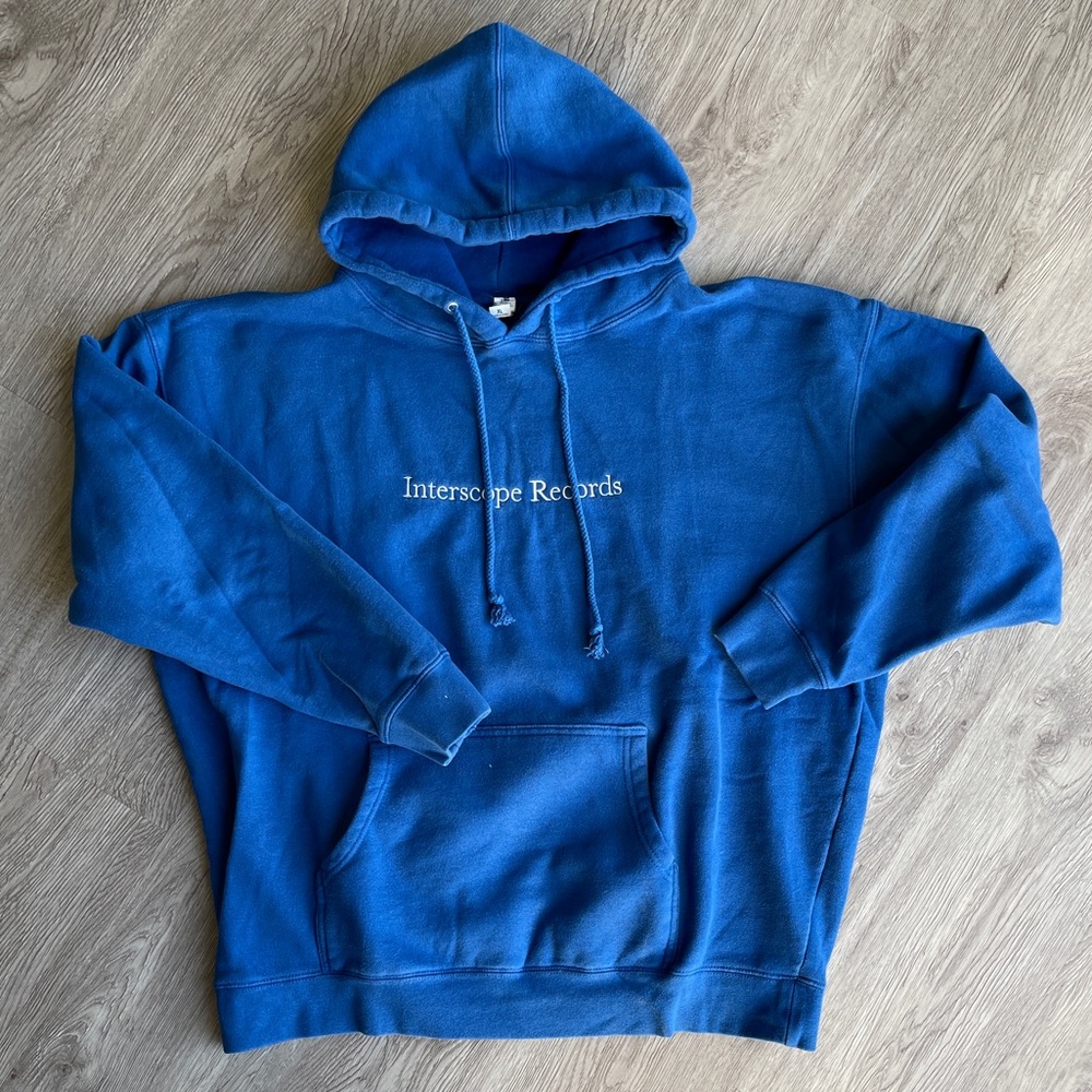 INTERSCOPE RECORDS PULL OVER HOODIE XL BLUE
